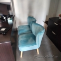 Pair of Light Blue Turquoise Soft Velvet Accent Guest Chairs